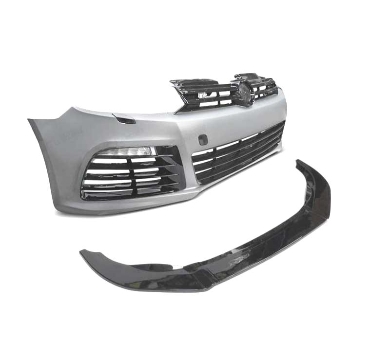 PARA-CHOQUES FRONTAL VOLKSWAGEN VW GOLF 6 R20 08-13 PRETO BRILHANTE SRA + SPOILER LIP + LUZ DIURNA