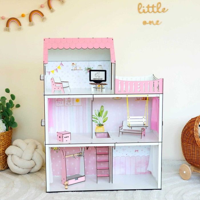 Ляльковий будинок з освітленням Кукольный Домик +подарок мебель Барби