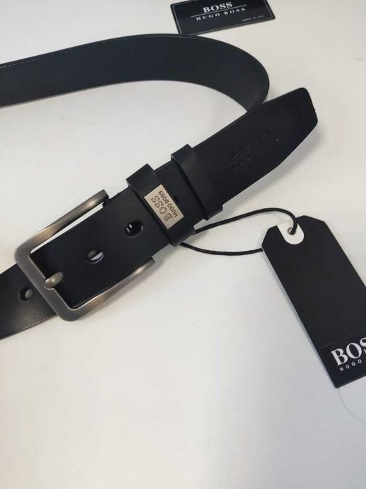 HUGO BOSS Męski pasek firmowy, skóra naturalna, Włochy 502