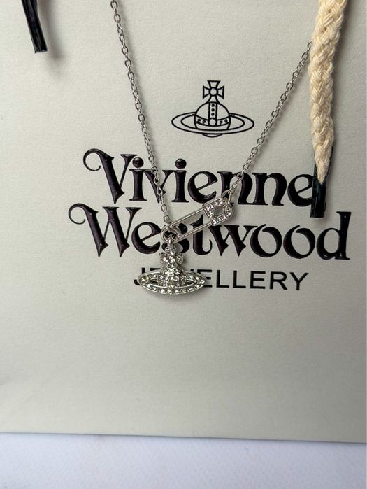 Підвіска ланцюжок Vivienne Westwood / Кулон Saturn Planet / Цепочка на шею с булавкой Сатурн Орб Планета y2k