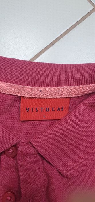 Koszulka polo marki Vistula rozmiar L różowa malinowa
