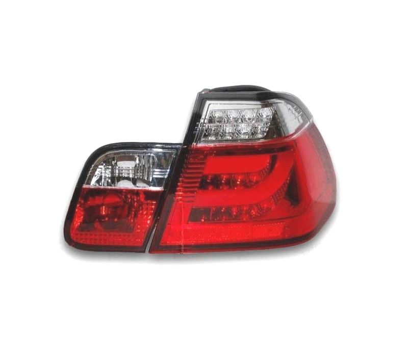FAROLINS TRASEIROS BMW E46 01-05 LED VERMELHO CROMADO LOOK CELIS