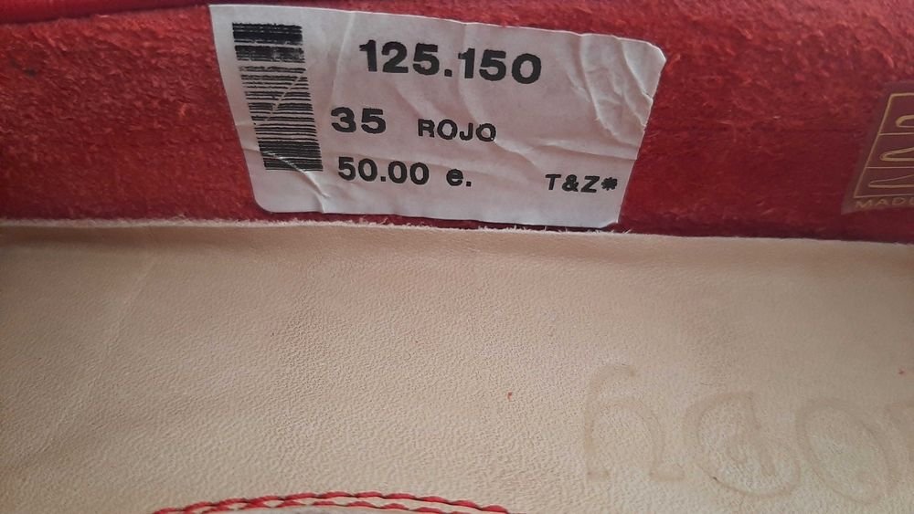 Mocassins, em pele, encarnados/vermelhos n.º 35, c/o novos