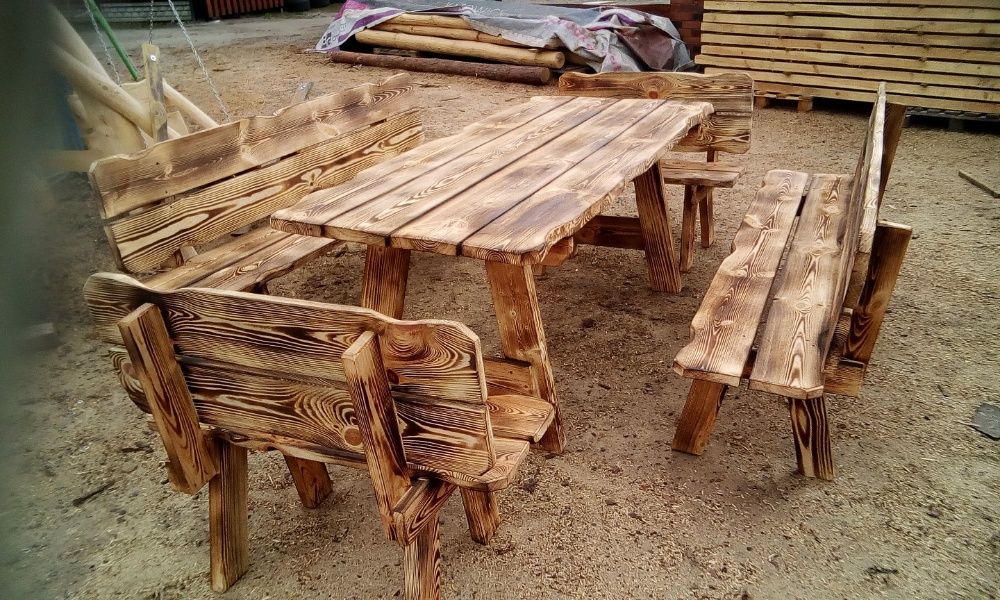 SUPERCENA  Stół + 2 Ławki Meble Ogrodowe 170cmx80cm  Promocja 1099zł