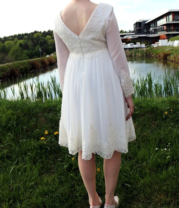 Sukienka ślubna ciążowa krótka