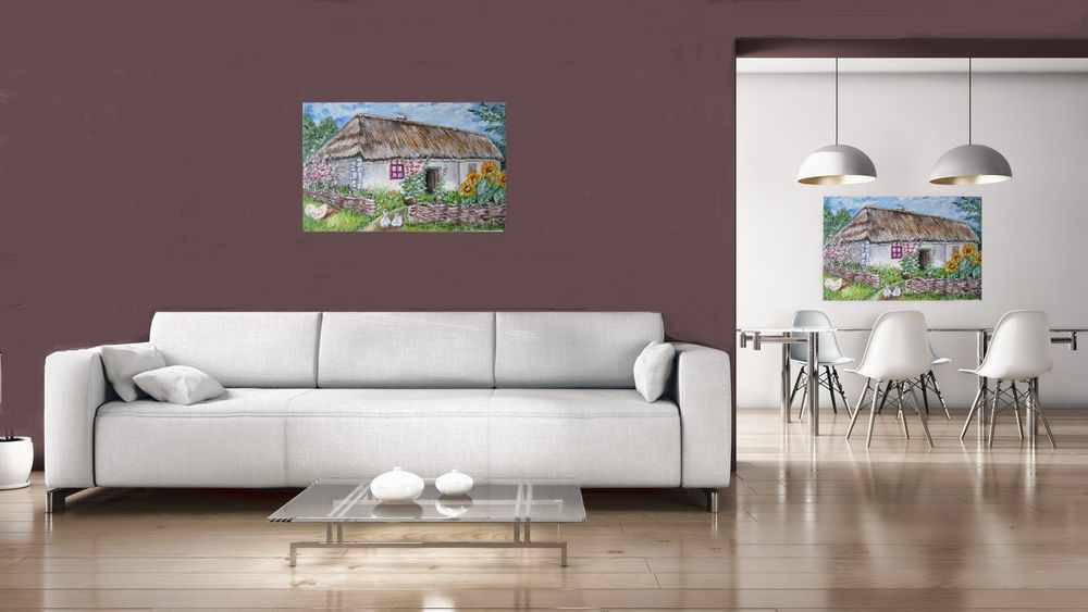 Картина "Дом", размер 40*30, холст, масло, имеется багет