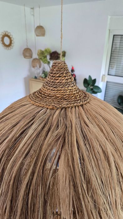 Duża lampa wisząca z Bali 50 cm – abaka, hiacynt wodny | lampa boho japandi wabi-sabi