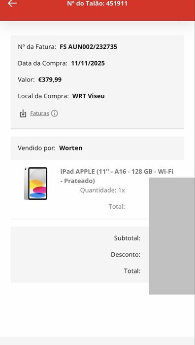 Ipad 11 A16 128gb + caneta + capa