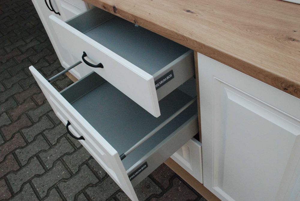 Meble kuchenne Białe/Artisan MDF frezowany - Nowe - styl Prowansalski