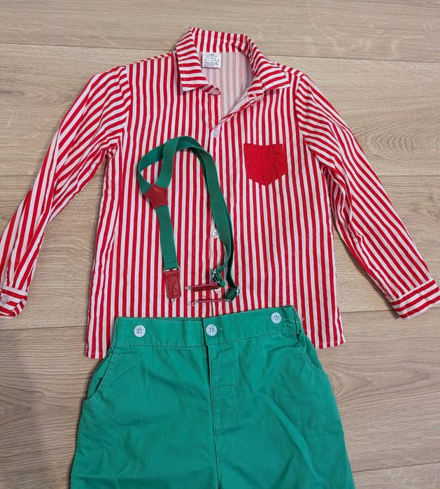 Koszula spodnie szelki świąteczne 128