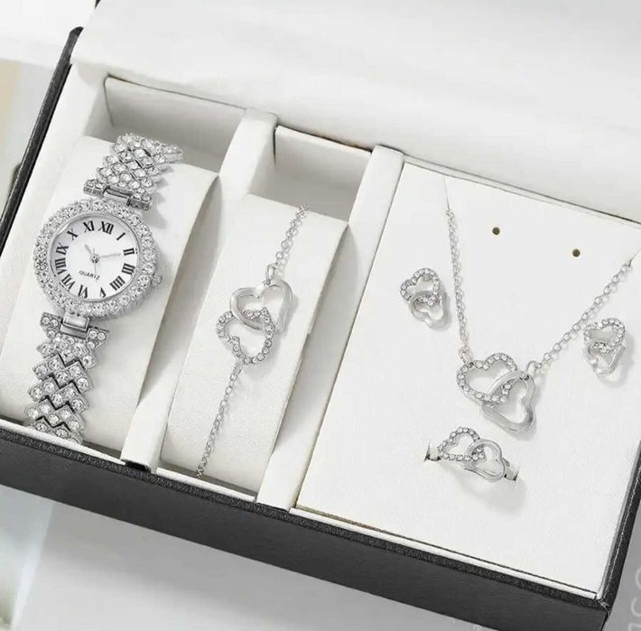 Relógio Dainty Prata, Conjunto de Acessórios 6 Peças