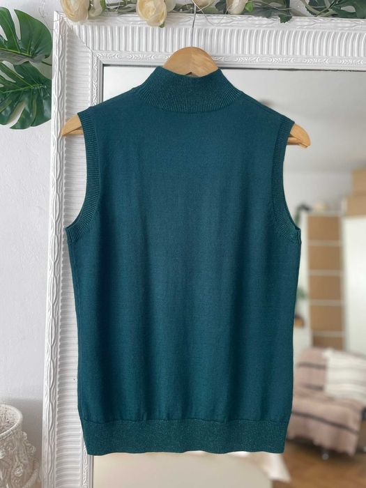 Adagio top dzianinowy sweter zielony szmaragdowy półgolf wełna M 38