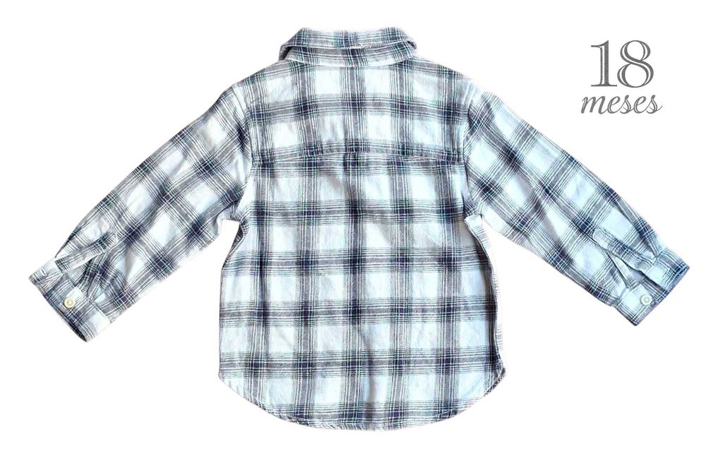 Camisa Xadrez Azul e Branca Kiabi 18 meses