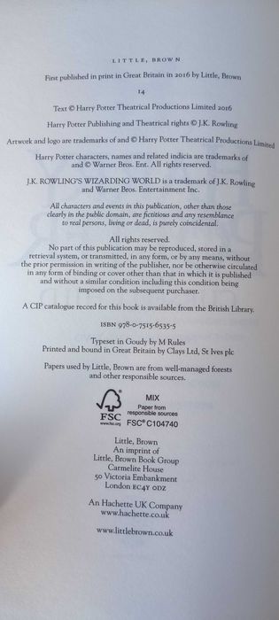 Harry Potter and the Cursed Child (part I & II) de J. K. Rowling