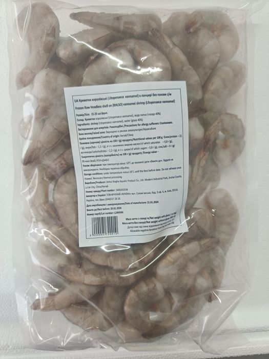 Креветка тигрова без голови 21/25 30%,