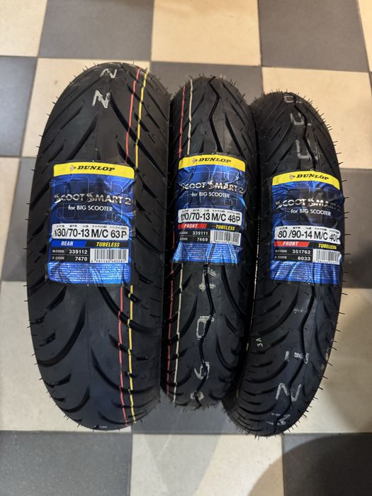 Dunlop 130/70-13,110/70-13,80/90,90/90,100/90-14 нові шини із Японіі