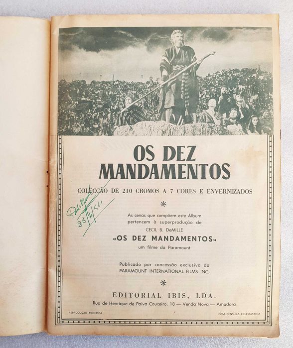 Antiga Caderneta Completa ~ "OS 10 MANDAMENTOS" ~ IBIS 1960 ~ # RARA #