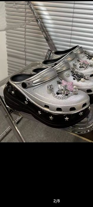 Srebrny slippers gruba podeszwa platforma klapki Chodaki mule r. 39