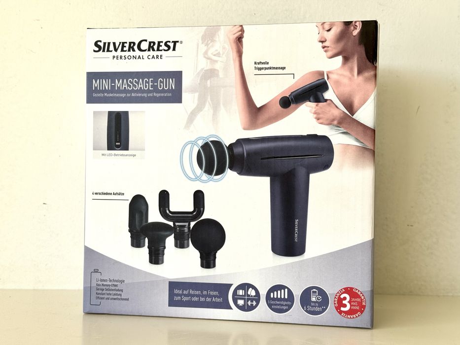 Масажний пістолет SilverCrest Mini Massage Gun, 4 насадки, акумуляторний
