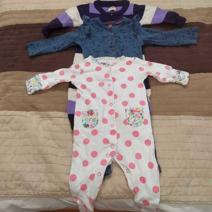 Dziewczęce body do spania długi rękaw i nogawki 62-68 3 szt. za 4zł.