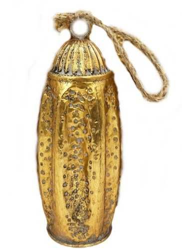 Dzwonek metalowy złoty 43x18x18 cm OZDOBA DO DOMU NOWA