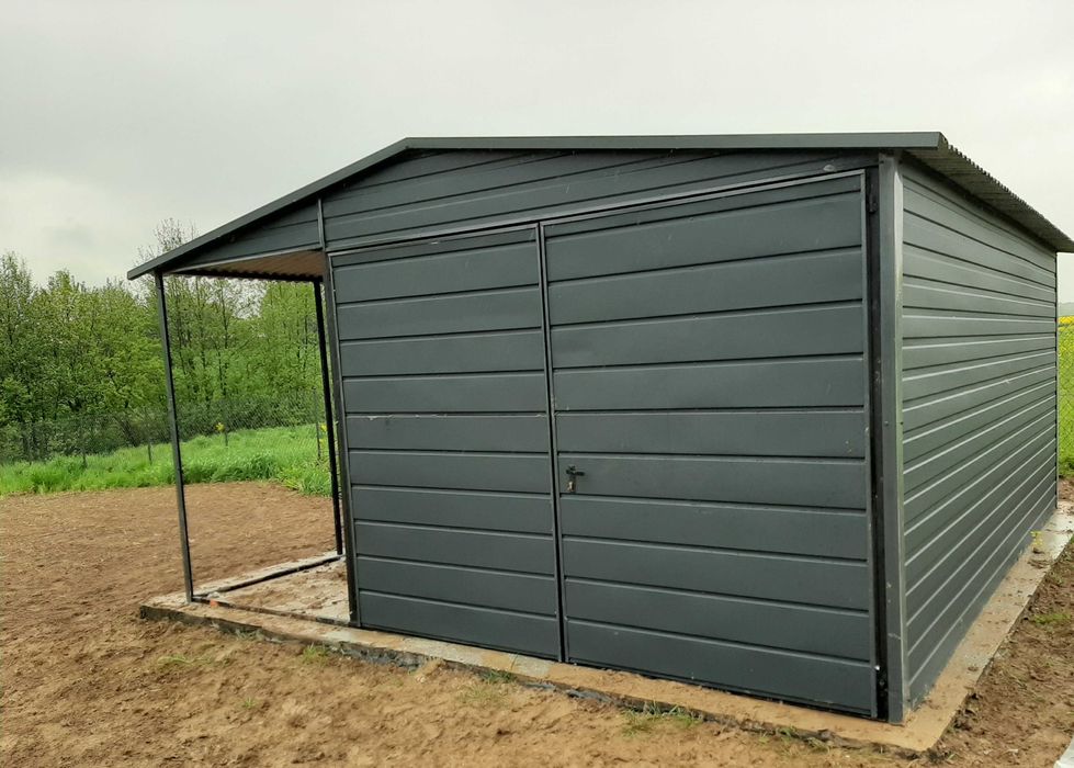 Domek Narzędziowy z Wiatką Schowek Ogrodowy Drewutnia