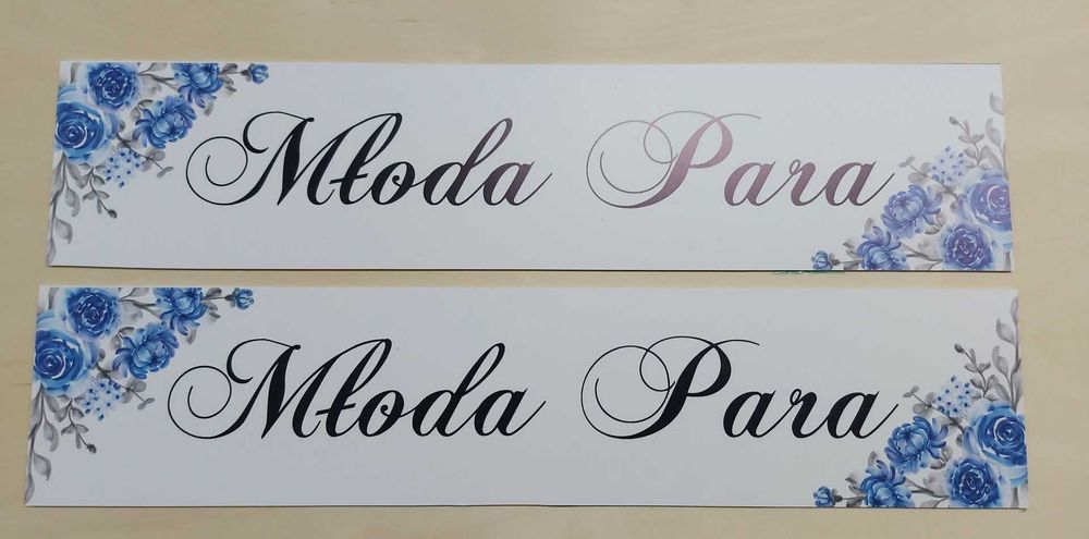 Tablice niebieskie Młoda Para błękitne róże PCV 2 wodoodporne 2 szt