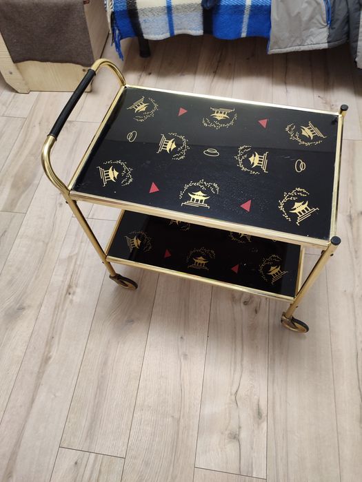 Вінтажний Кавовий сервірувальний столик на колесах Візок