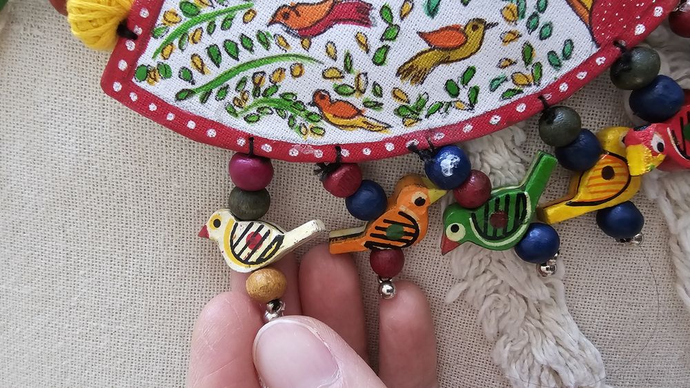 Boho folk hippie piękny kolorowy naszyjnik ptaki