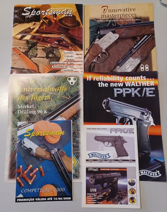 Lote de revistas Calibre 12 e catálogos de armas de caça