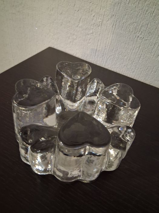 Szklany świecznik vintage na podgrzewacze