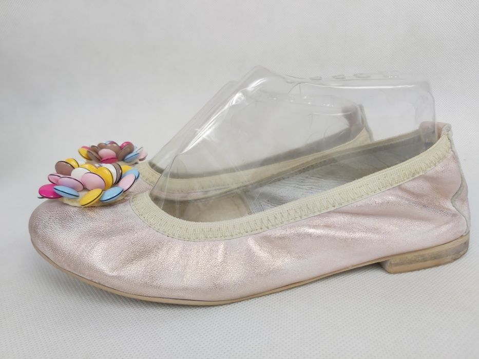 Skórzane balerinki R.POLAŃSKI różowe przecierane 37 półbuty baletki