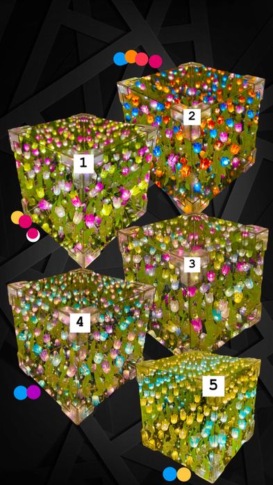 Ночник Светильник Лампа - Тюльпаны в коробке Куб. Нічник Світильник