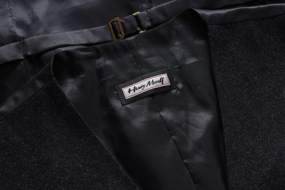 HENRY MORELL wełniana kamizelka garniturowa Pure New Wool antracyt 54