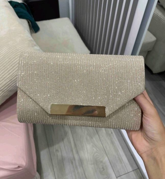 Nowa torebka kopertówka Złota łańcuszek komunia ślub wesele