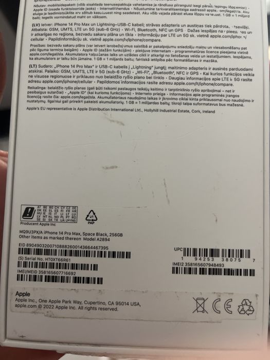 100% bateria - iPhone 14 Pro Max 256gb - Space Black / Czarny