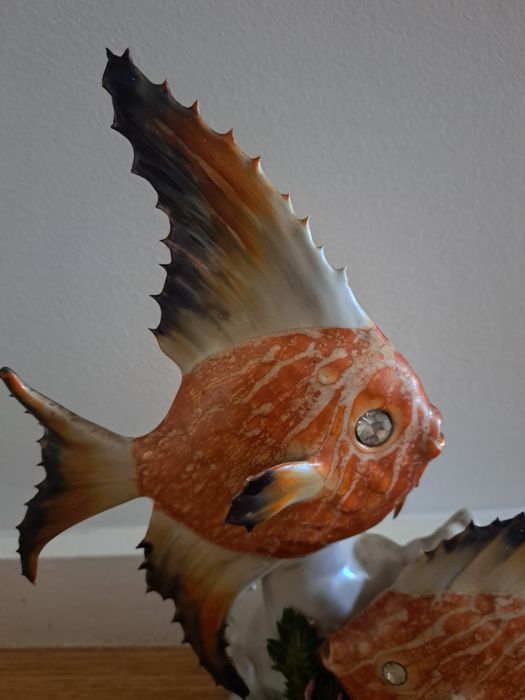 Estátua Cerâmica Peixes 30cm