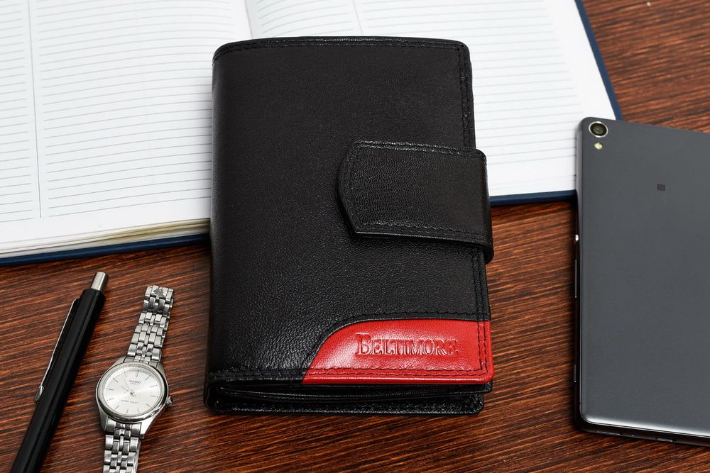 BELTIMORE portfel damski skórzany klasyczny elegancki P200 czarny