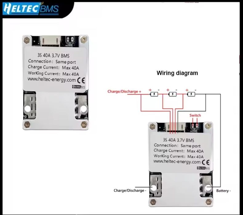 BMS плата захисту акумулятора 3S 40A 3,7V li-ion/ 4s 40A 3,2 lifePo4