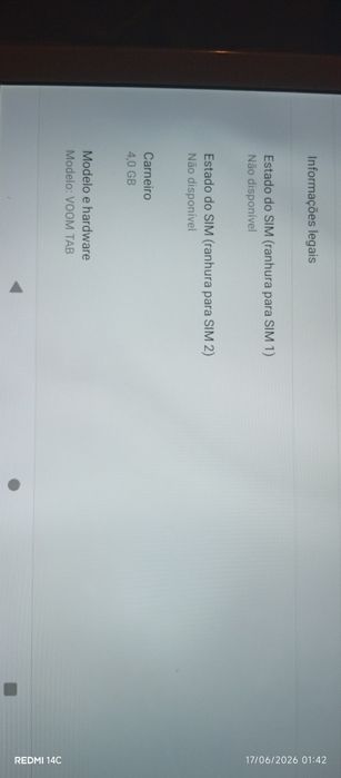 tablet voom tab 2, em perfeito estado, 64 gb internos, 4 gb ram, slot para cartões SIM, 10"