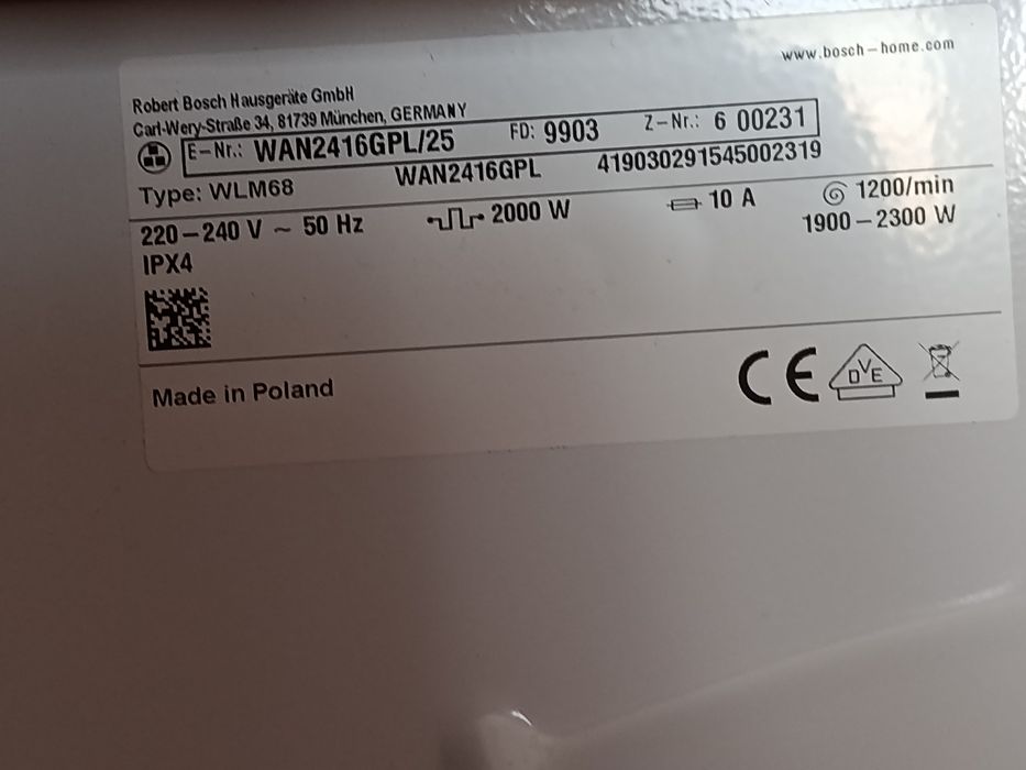 Pralka Bosch Serie4, Vario Perfect WAN2416GPL