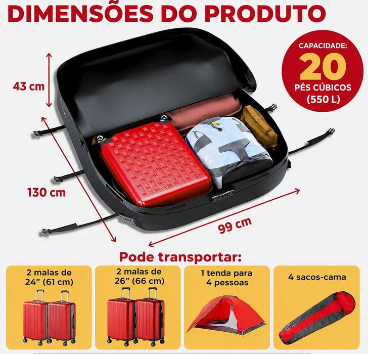 [Oportunidade] Bolsa de Transporte de Carga para Tejadilho – 550L (20 Pés Cúbicos) | Impermeável | Nova