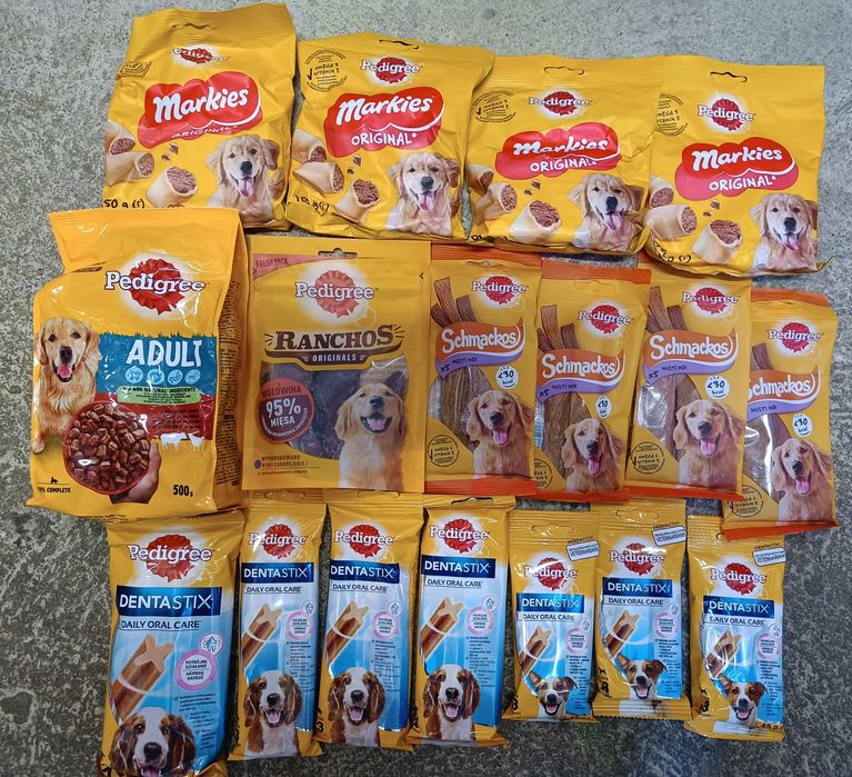 Zestaw 16 opakowań przysmaka dla psa Pedigree mix rodzajów i 1 sucha k