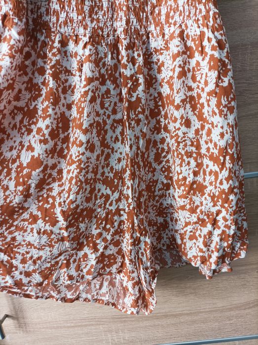 Primark, kombinezon, brązowy, w biały motyw, XXXL, wiskoza