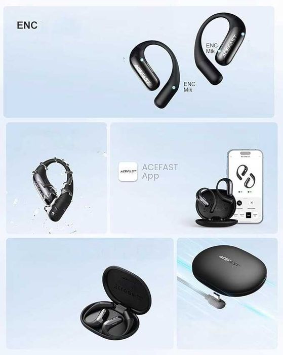 Słuchawki Bluetooth 5.4 sportowe ACEFAST AceFit Air z aplikacją Białe