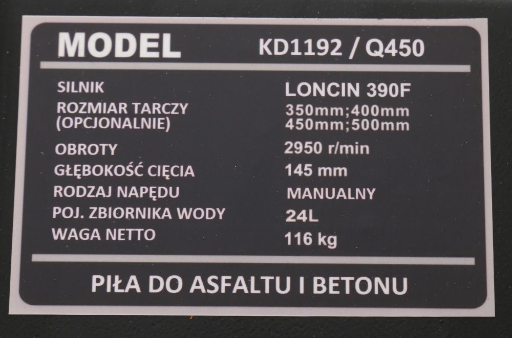 Piła Spalinowa do Asfaltu Betonu Kraft Loncin Jakość Sklep Fv New Mod