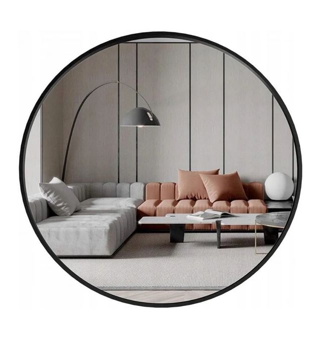 Nowe lustro LOFT 40 cm – czarna rama, eleganckie wykończenie