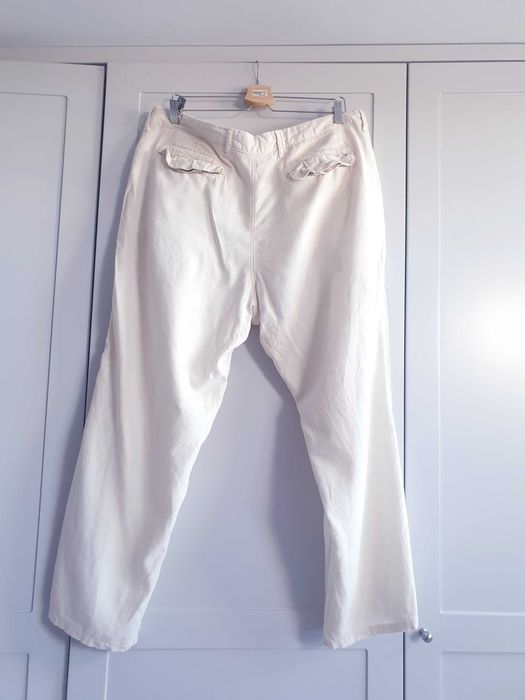 Beżowe męskie spodnie lniane M&S 3XL