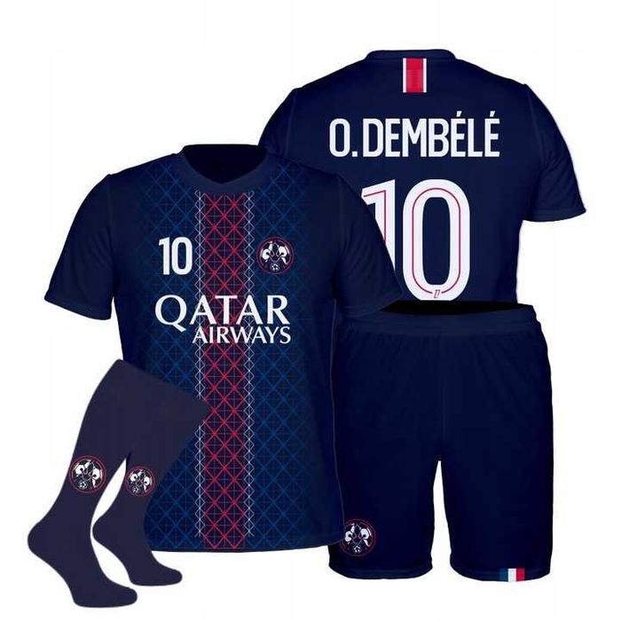 Strój / komplet piłkarski DEMBELE PSG + getry rozm. 128