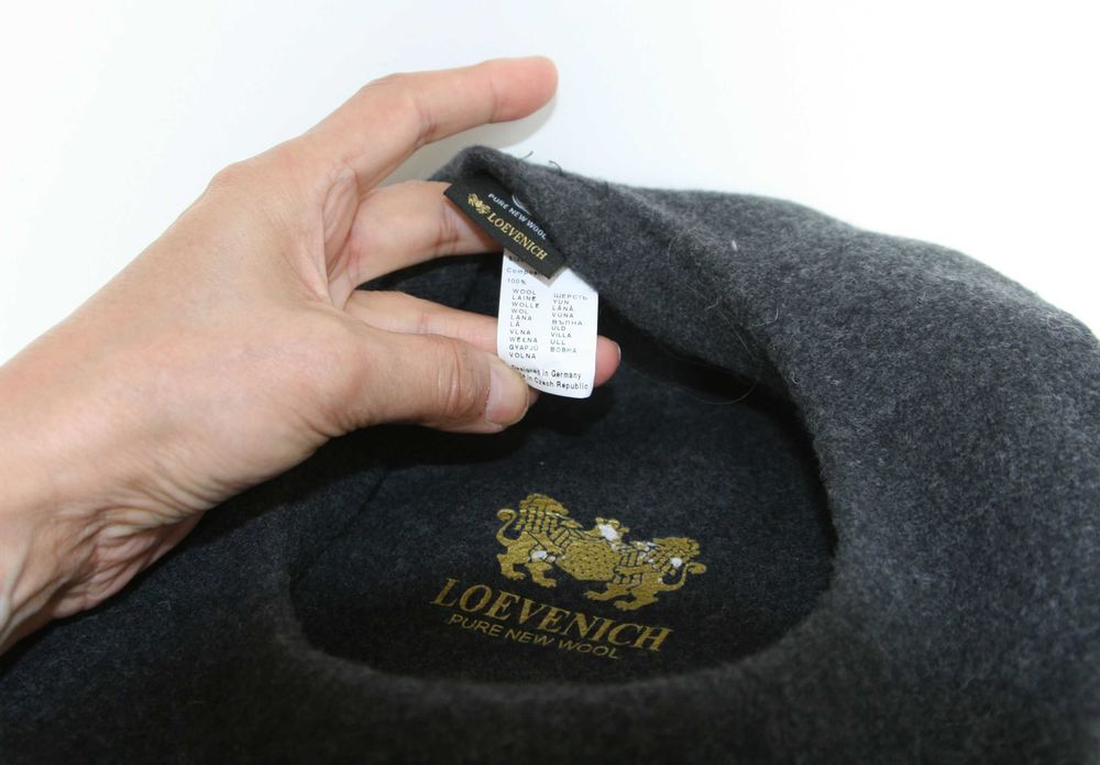 Beret szary Loevenich, wełna 100 proc.